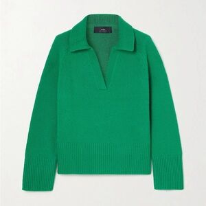 ARCH4 Clifton Cashmere Sweater Polo V Neck Emerald Green